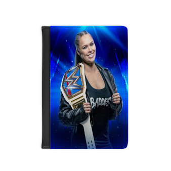 Ronda Rousey WWE Wrestle Mania PU Faux Black Leather Passport Cover Wallet Holders Luggage Travel