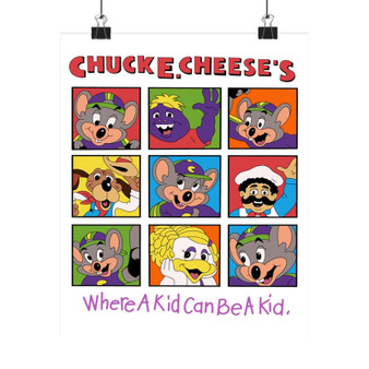 Chuck E Cheese Collage Art Satin Silky Poster for Home Decor