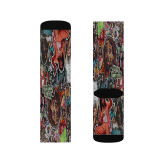 J Cole Collage Polyester Sublimation Socks White