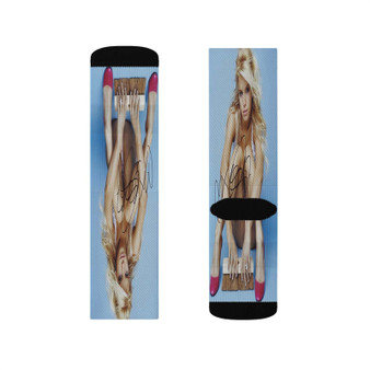 Jessica Simpson Signed Polyester Sublimation Socks White