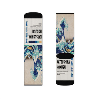 The Great Wave Of Kanagawa Polyester Sublimation Socks White