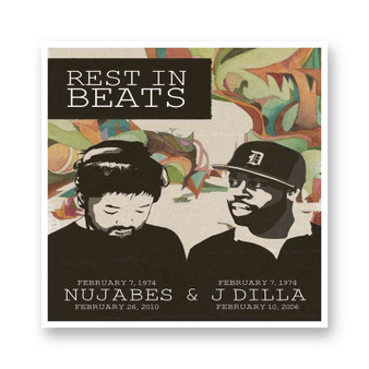 Nujabes and J Dilla Rest In Beats White Transparent Vinyl Kiss-Cut Stickers