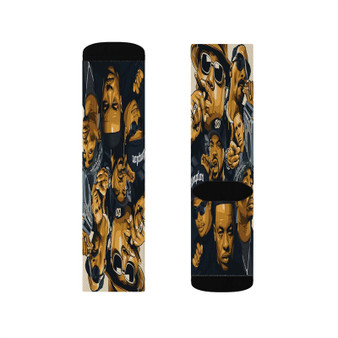 Eminem Tupac Biggie Snoop Dogg Ice Cube Polyester Sublimation Socks Unisex Regular Fit White