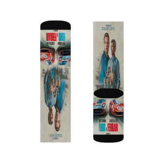 Ford V Ferrari Polyester Sublimation Socks Unisex Regular Fit White