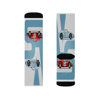 Ford V Ferrari Art Polyester Sublimation Socks Unisex Regular Fit White