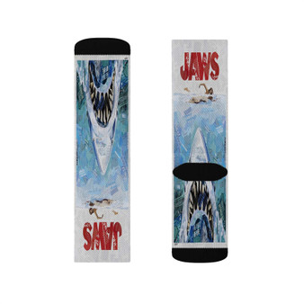 Jaws Movie Poster Polyester Sublimation Socks Unisex Regular Fit White