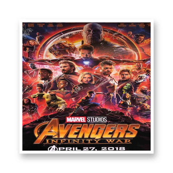 Avengers Infinity War Poster Signed By Cast White Transparent Vinyl Glossy Kiss-Cut Stickers