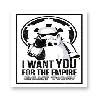 Storntrooper Star Wars I Want You White Transparent Vinyl Glossy Kiss-Cut Stickers