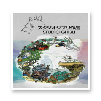 Studio Ghibli Poster White Transparent Vinyl Glossy Kiss-Cut Stickers