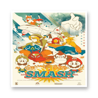 Super Smash Bros Nintendo White Transparent Vinyl Glossy Kiss-Cut Stickers