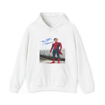 Tom Holland Spiderman Signed Cotton Polyester Unisex Heavy Blend Hooded Sweatshirt Hoodie