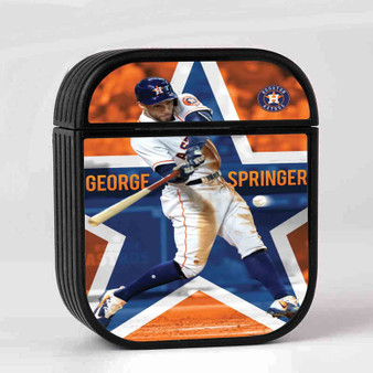 George Springer Houston Astros Case for AirPods Sublimation Slim Hard Plastic Glossy