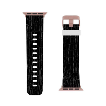 Black Alligator Skin Professional Grade Thermo Elastomer Replacement Watch Band for Apple Watch