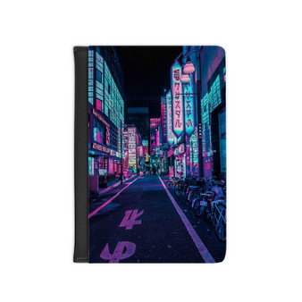 Tokyo A Neon Wonderland PU Faux Leather Passport Black Cover Wallet Holders Luggage Travel