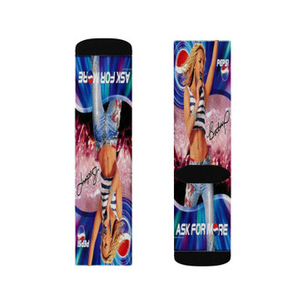 Britney Spears Pepsi Concert Polyester Sublimation Socks Unisex Regular Fit White