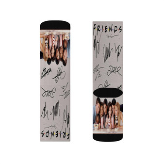 Friends Poster Signed By Cast Polyester Sublimation Socks Unisex Regular Fit White