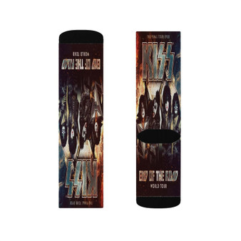 Kiss End of the Road World Tour Polyester Sublimation Socks Unisex Regular Fit White