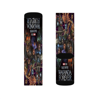 Marvel Black Panther Wakanda Forever Polyester Sublimation Socks Unisex Regular Fit White