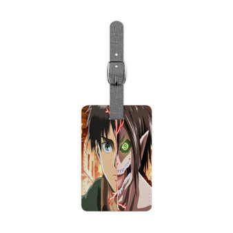 Eren Yeager Attack on Titan Saffiano Polyester Rectangle White Luggage Tag