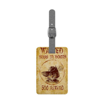 Puss in Boots Wanted Saffiano Polyester Rectangle White Luggage Tag