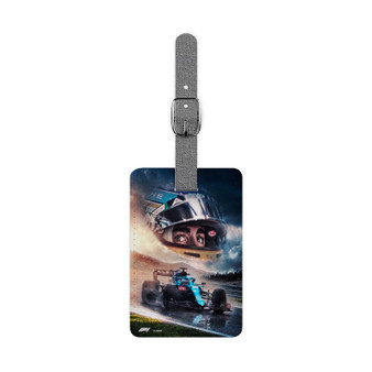 Fernando Alonso Formula 1 Saffiano Polyester Rectangle White Luggage Tag