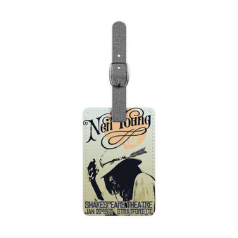 Neil Young 1971 Saffiano Polyester Rectangle White Luggage Tag