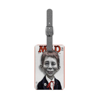 Alfred E Neuman Caricature Saffiano Polyester Rectangle White Luggage Tag