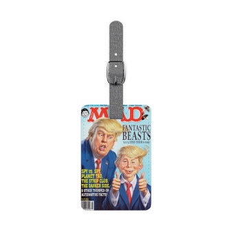 Alfred E Neuman Donald Trump Saffiano Polyester Rectangle White Luggage Tag