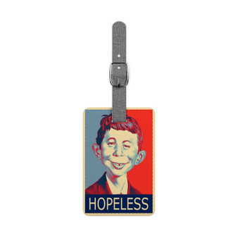 Alfred E Neuman Hopeless Saffiano Polyester Rectangle White Luggage Tag