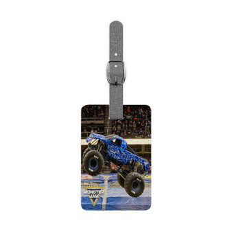 Blue Thunder Monster Truck Saffiano Polyester Rectangle White Luggage Tag