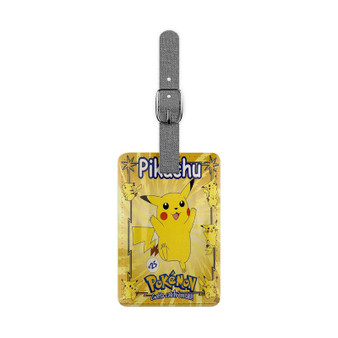 Pikachu Pokemon Saffiano Polyester Rectangle White Luggage Tag