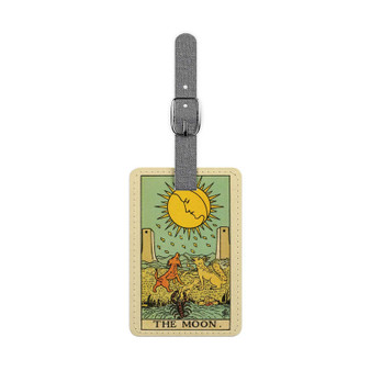 The Moon Tarot Card Saffiano Polyester Rectangle White Luggage Tag