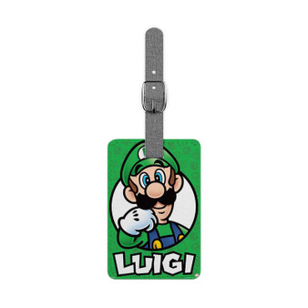 Luigi Super Mario Bros Nintendo Saffiano Polyester Rectangle White Luggage Tag