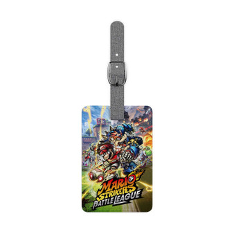 Mario Strikers Battle League Saffiano Polyester Rectangle White Luggage Tag