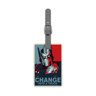 Optimus Prime Poster Saffiano Polyester Rectangle White Luggage Tag