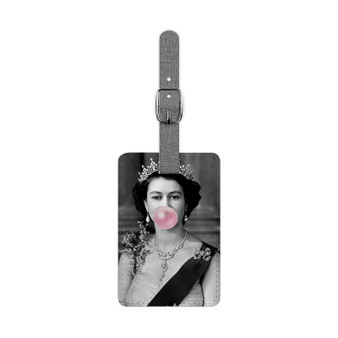 Queen Elizabeth II Bubble Gum Saffiano Polyester Rectangle White Luggage Tag