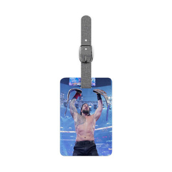 Roman Reigns WWE Wrestle Mania Champions Saffiano Polyester Rectangle White Luggage Tag