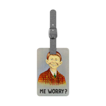 Alfred E Neuman Saffiano Polyester Rectangle White Luggage Tag Label