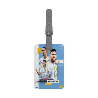 Argentina World Cup 2022 Saffiano Polyester Rectangle White Luggage Tag Label