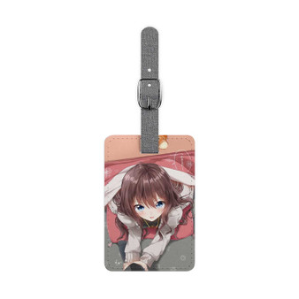 Kawaii Anime Girls Saffiano Polyester Rectangle White Luggage Tag Label