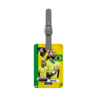 Brazil World Cup 2022 Saffiano Polyester Rectangle White Luggage Tag Label