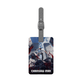 Chainsaw Man Anime Saffiano Polyester Rectangle White Luggage Tag Label