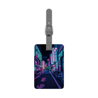 Tokyo A Neon Wonderland Saffiano Polyester Rectangle White Luggage Tag Label