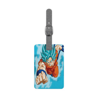 Goku Super Saiyan Blue Dragon Ball Super Newest Saffiano Polyester Rectangle White Luggage Tag Label