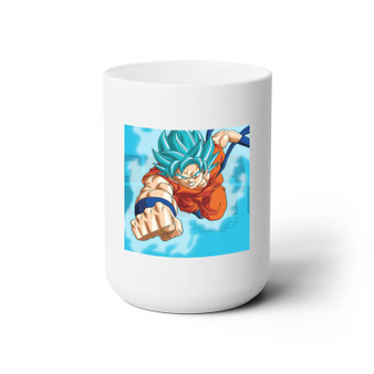 Goku Super Saiyan Blue Dragon Ball Super Newest White Ceramic Mug 15oz Sublimation With BPA Free