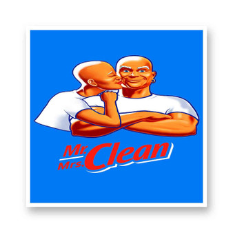 Mr and Mrs Clean White Transparent Vinyl Glossy Kiss-Cut Stickers