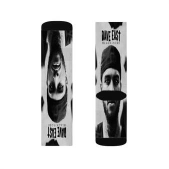 Dave East Black Rose Polyester Sublimation Socks Unisex Regular Fit White