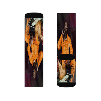 Gucci Mane Top Selling Polyester Sublimation Socks Unisex Regular Fit White