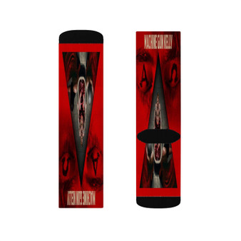 Machine Gun Kelly Alpha Omega Polyester Sublimation Socks Unisex Regular Fit White