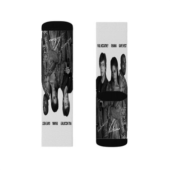 Paul Mc Cartney Rihanna Kanye West Polyester Sublimation Socks Unisex Regular Fit White